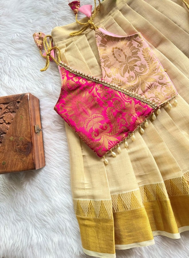 Picksparrow بيك سبارو بيبي جيرل أونام باتو بافاداي/ليهينجا تشولي (حدود المعبد) (أرجواني-وردي، 0-6 أشهر) - Image 2